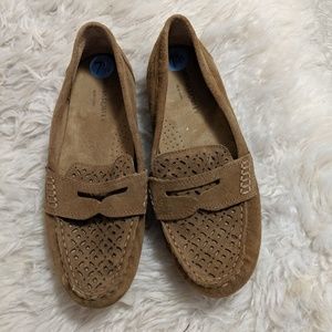 Suede penny loafers